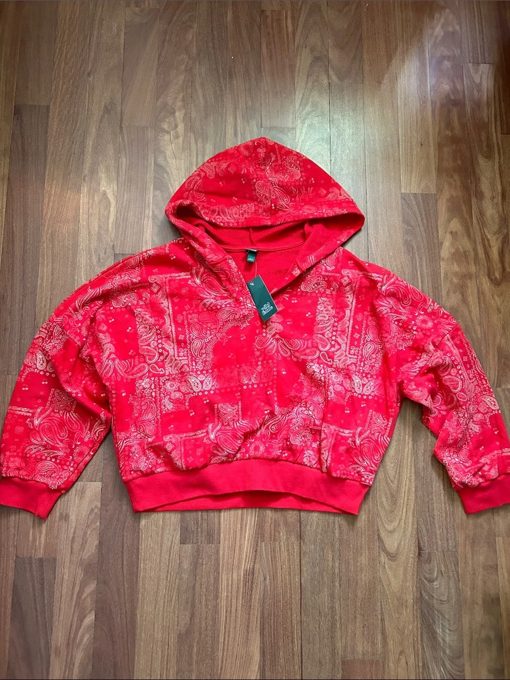 NWT Wild Fable - Women's Split Neck French Terry Pullover Sweatshirt Red Large - Picture 6 of 6